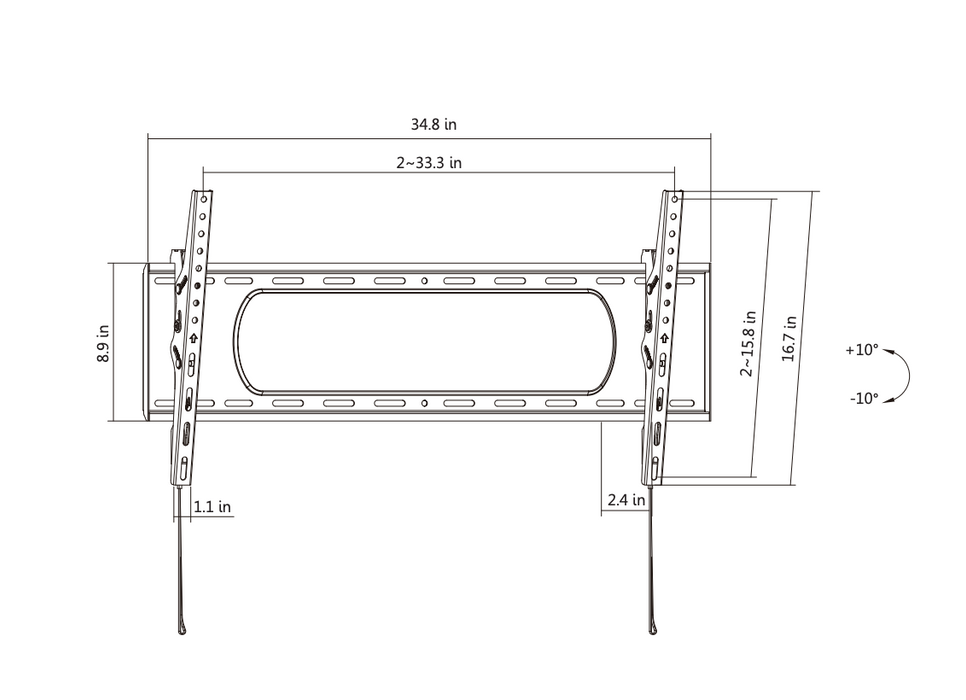 Starburst SB-60100WMT-XL2- Heavy Duty Fixed TV Wall Mount Holding Up Until 100" flat panel TV Displays