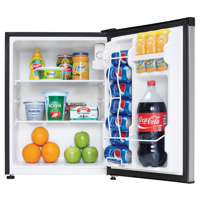 Danby 2.3 CF Refrigerator, All refrigerator, Auto-Defrost, Glass Shelves, Energy Star, Spotless Steel  (DAR023C1BSLDB) | PDI Hospitality