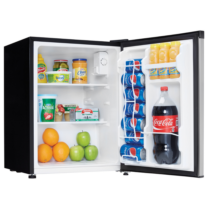 Danby 2.3 CF Refrigerator, All refrigerator, Auto-Defrost, Glass Shelves, Energy Star, Spotless Steel  (DAR023C1BSLDB) | PDI Hospitality