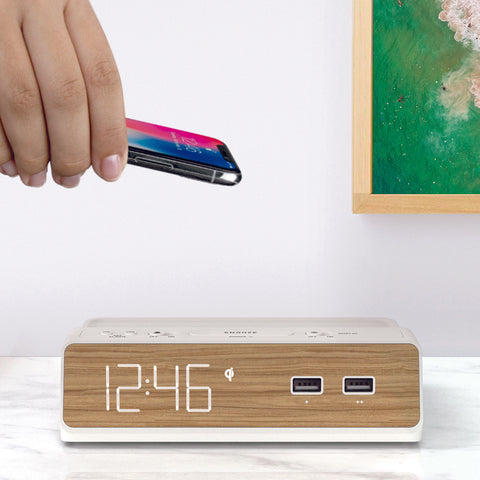 Station W Clock, Alarm, 2x USB, Wireless Charging